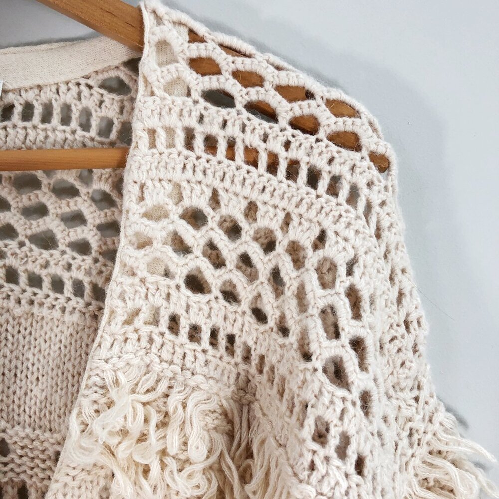 NWOT! SUNDANCE Natural Wonders Boho Crochet Knit Wool/Alpaca Cardigan in Cream - Picture 6 of 14